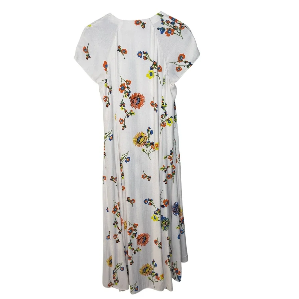 Free People Flutter‎ Sleeve Floral Print Maxi Dress White Size Small